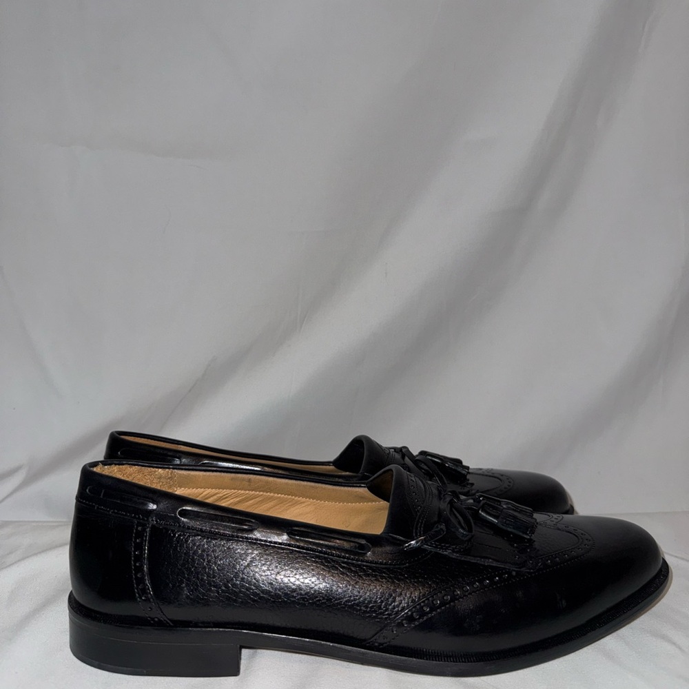 Johnston & Murphy Black Genuine Deerskin Tassel Loafers - Picture 3 of 11
